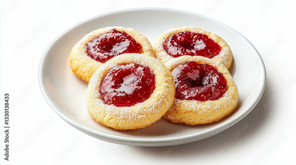 Delicious thumbprint cookies with jam on white plate for dessert ideas Delicious thumbprint cookies with jam on white plate for dessert ideas