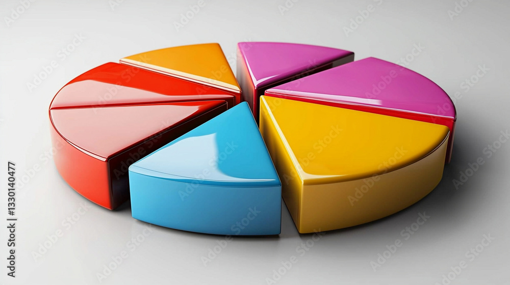 Obraz premium Colorful segmented pie chart representing key performance indicators