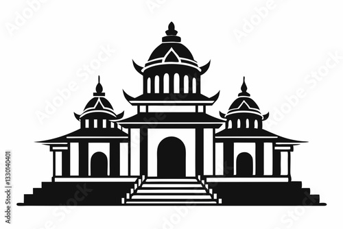 temple line art silhouette vector illustration