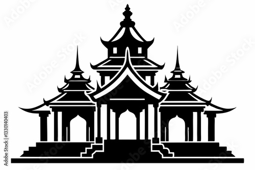 temple line art silhouette vector illustration