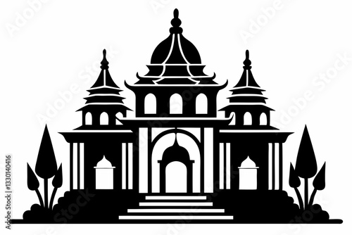 temple line art silhouette vector illustration