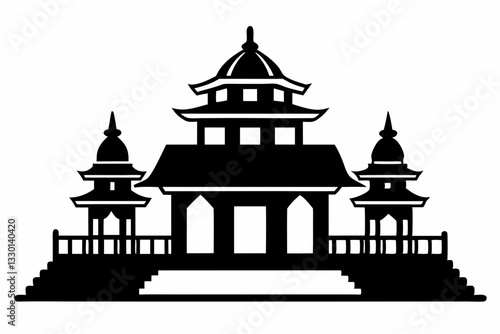 temple line art silhouette vector illustration