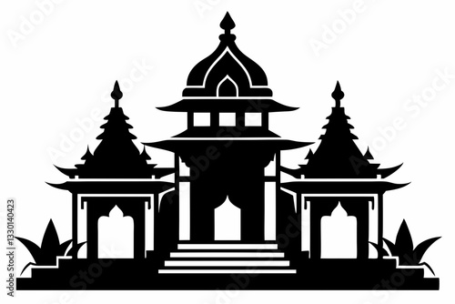 temple line art silhouette vector illustration