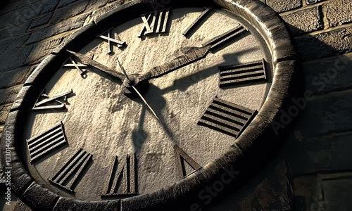 Wallpaper Mural Ancient clock face on brick wall at sunset Torontodigital.ca