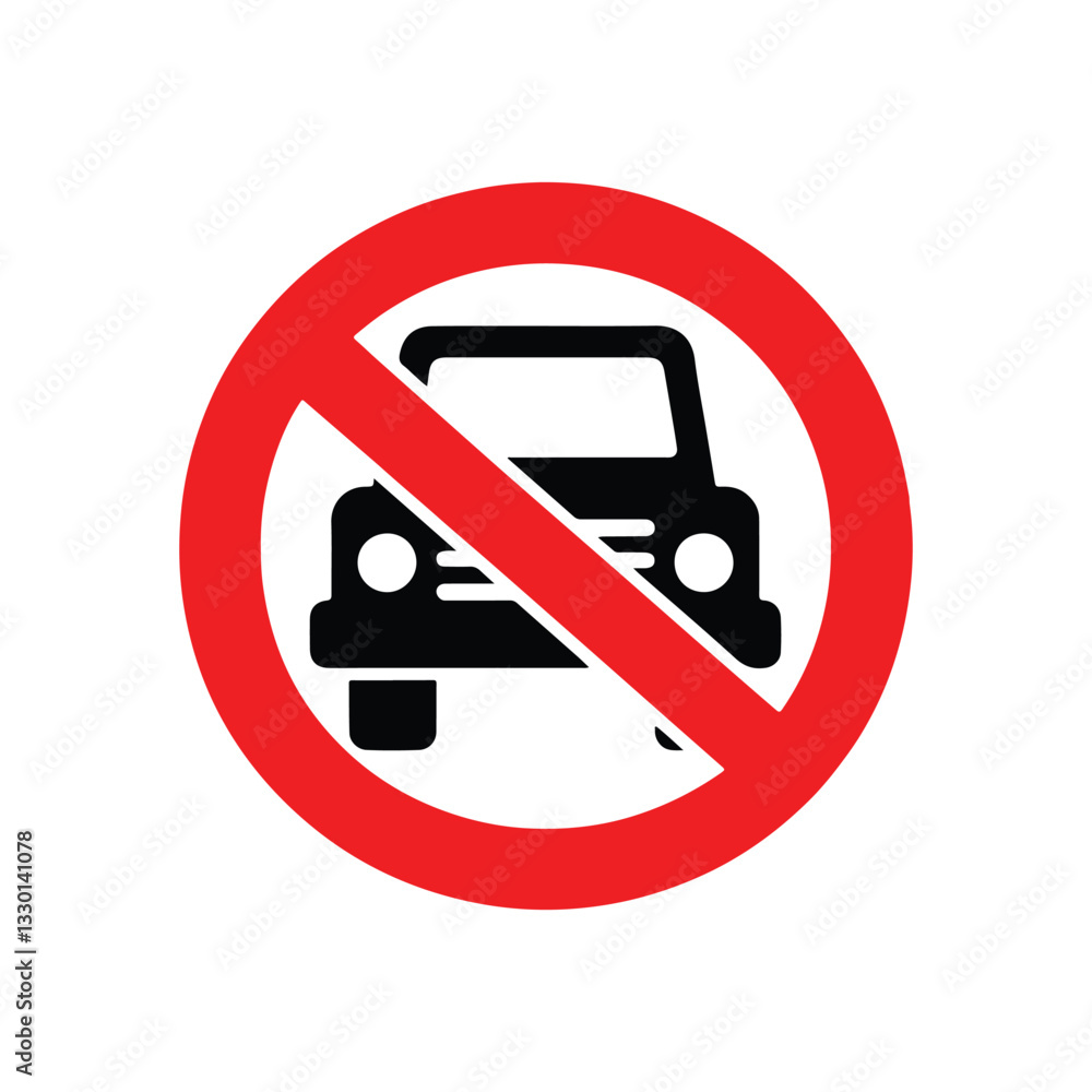 No Parking and No Car Signs on a White Background No Parking and No Car Signs on a White Background