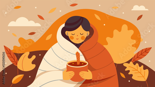 The perfect way to end a brisk autumn day was snuggled up in a blanket indulging in hot chocolate and fresh warm churros.. Vector illustration