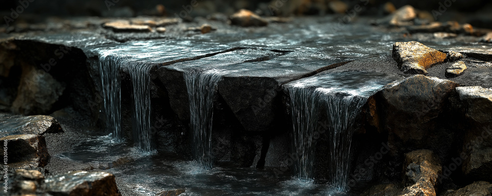 custom made wallpaper toronto digitalTranquil forest waterfall with cascading streams over rocks in serene nature setting