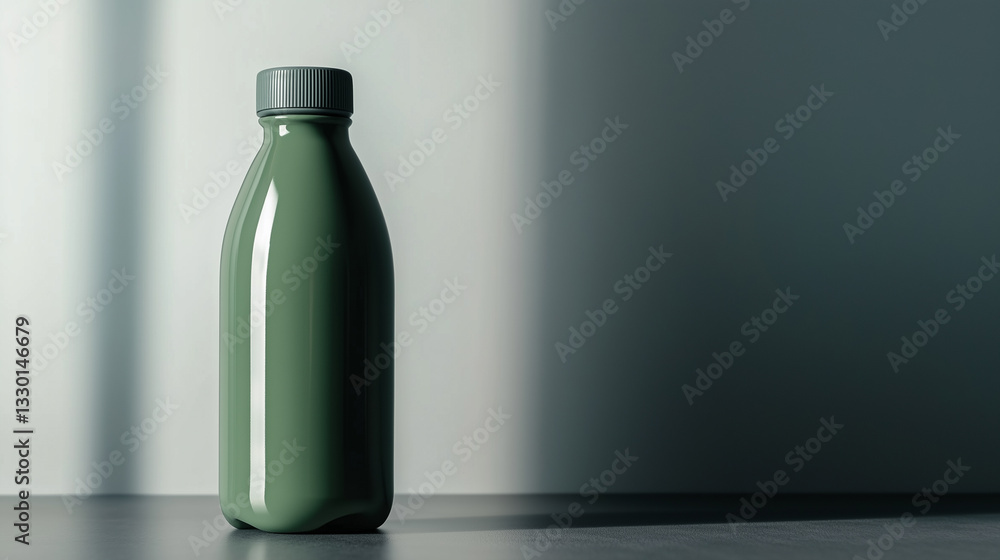 Glossy green water bottle with modern minimalist design Glossy green water bottle with modern minimalist design