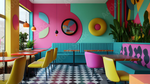 Retro Diner Interior Design Vibrant 80s Style Cafe