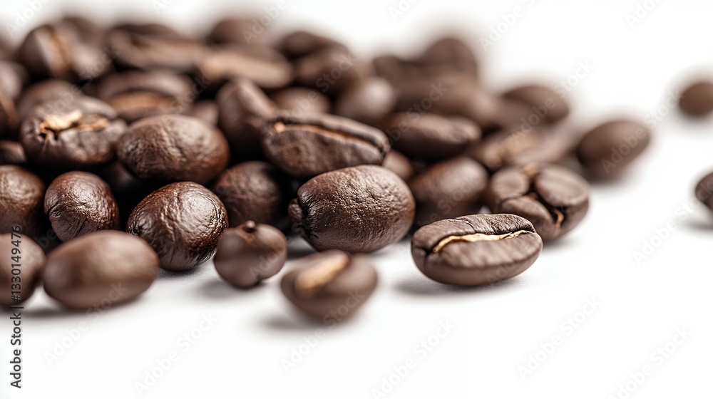 Roasted Coffee Beans Isolated on White Background for Beverage and Food Roasted Coffee Beans Isolated on White Background for Beverage and Food