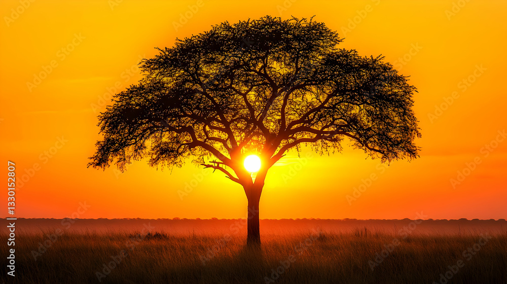 Sunrise Tree Savanna Africa Landscape Sunrise Tree Savanna Africa Landscape
