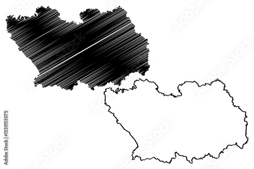 Penza Oblast (Russia, Subjects of the Russian Federation, Oblasts of Russia) map vector illustration, scribble sketch Penza Oblast map