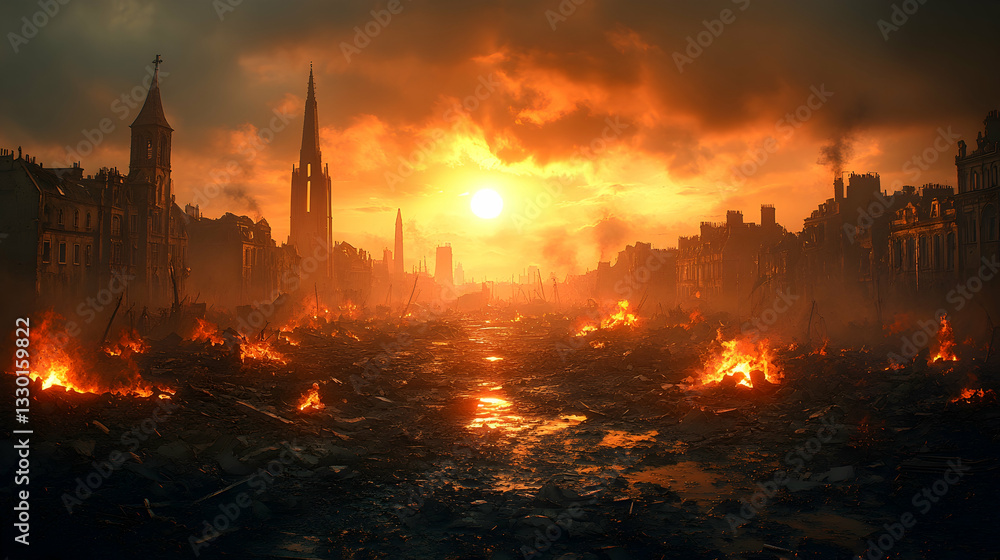 Naklejka premium Desolation at sunset