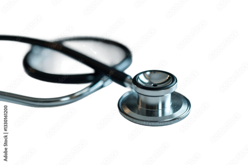 A professional black and silver stethoscope used for medical examinations. A professional black and silver stethoscope used for medical examinations.