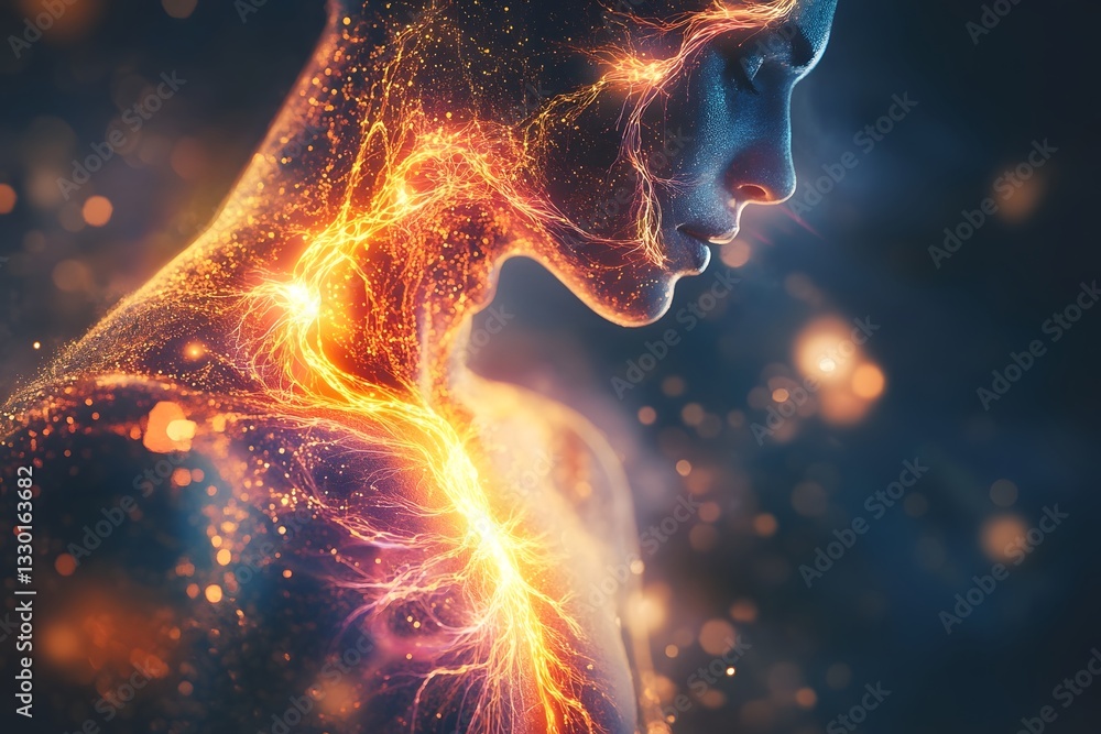 Glowing abstract portrait with luminous veins of light Glowing abstract portrait with luminous veins of light