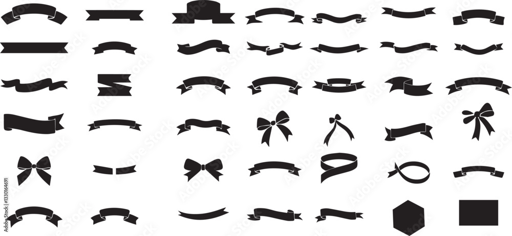 Diverse Collection of Black Ribbon and Banner Vector Graphics Diverse Collection of Black Ribbon and Banner Vector Graphics