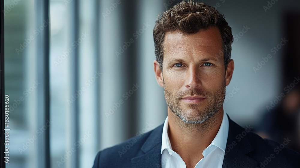Fototapeta premium Confident business professional in formal attire, embodying leadership and professionalism.