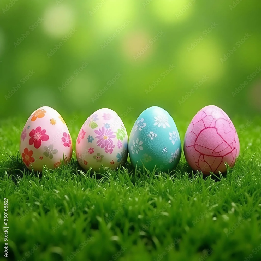 colorful easter eggs in grass colorful easter eggs in grass