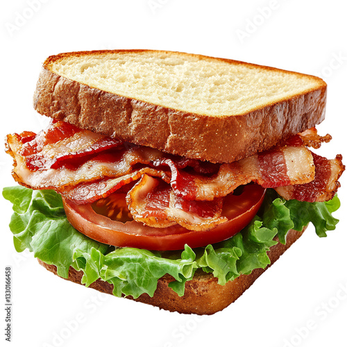 A Classic BLT Sandwich with Perfectly Crispy Bacon Isolated on Transparent Background
