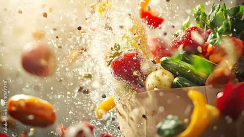 Paper bag healthy food ingredients pictures