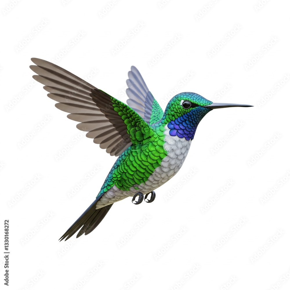 Fototapeta premium 3D hummingbird logo on a white background.