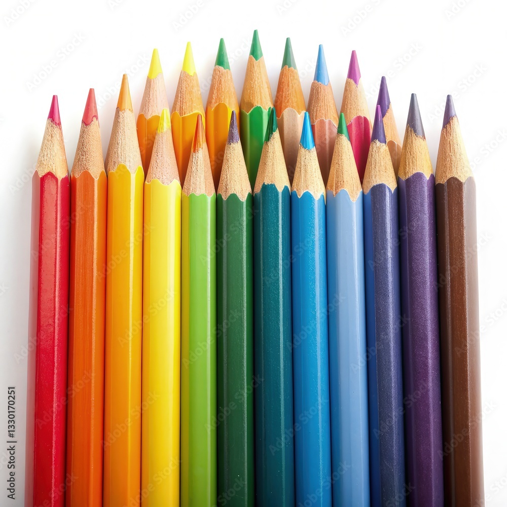 Array of Colored Pencils Aligned in a Row. Generative AI Array of Colored Pencils Aligned in a Row. Generative AI