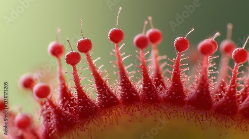 Close-Up of Vibrant Red Plant with Unique Stamen Structure