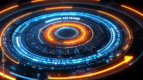 Wallpaper Mural Futuristic Circular Interface: Abstract Digital Technology Background Torontodigital.ca