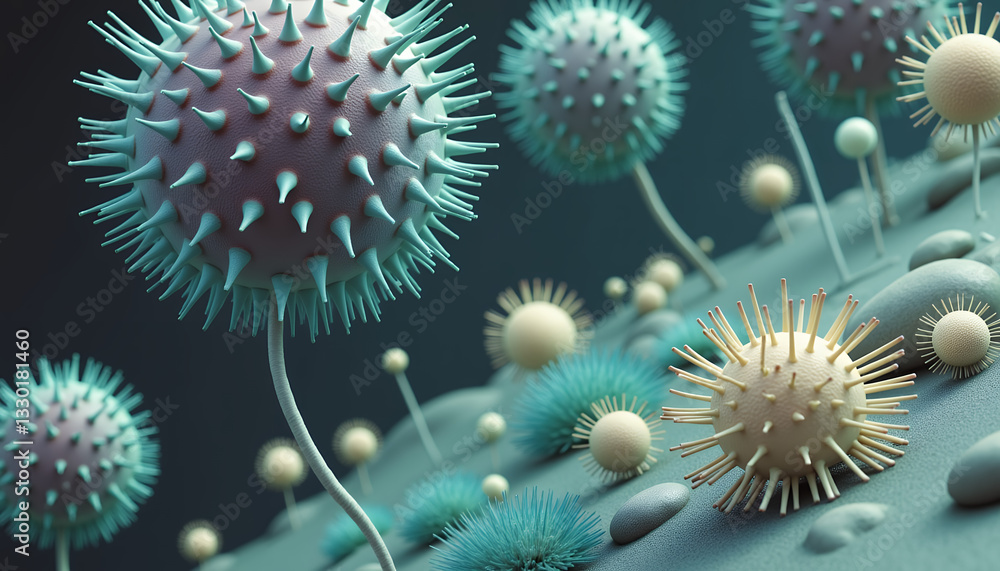 Fototapeta premium bacterias and virus under microscope