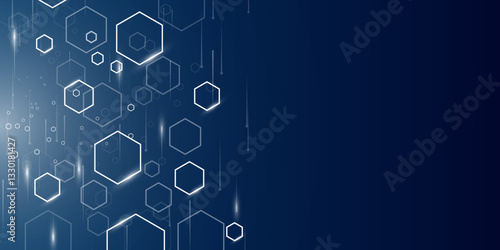 Abstract Blue Technology Background with Hexagonal Shapes. Abstract technology background. Vector. Hexagon. 