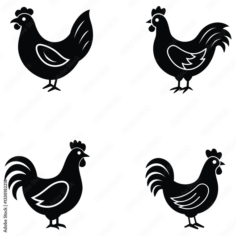 Fototapeta premium chicken black icon vector