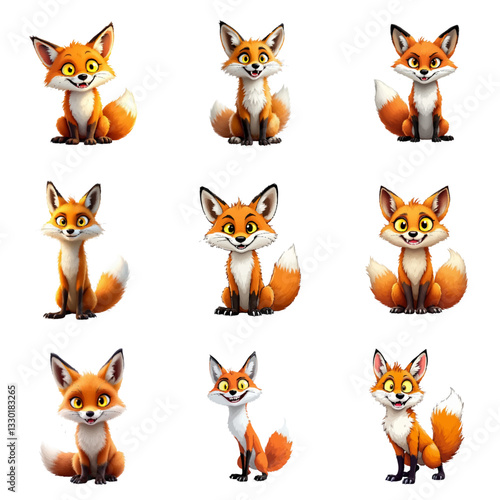 set of fox vector colorful element, animal, cartoon, cat, dog, vector, set, illustration, head, pet, fox, icon, pig, tiger, cute, bear, animals, collection, baby, face, funny, rabbit, cow, character