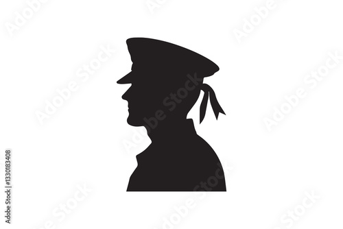 black and white color veteran army soldier vector silhouette illustration 