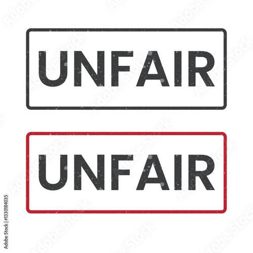 Grunge black unfair word square rubber seal stamp on white background stock illustration