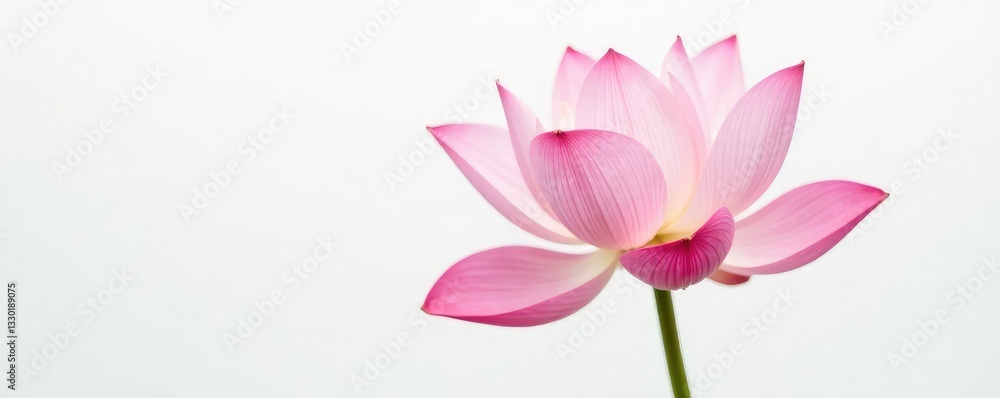 Fototapeta premium Single lotus flower isolated on white background, soft, delicate, flower