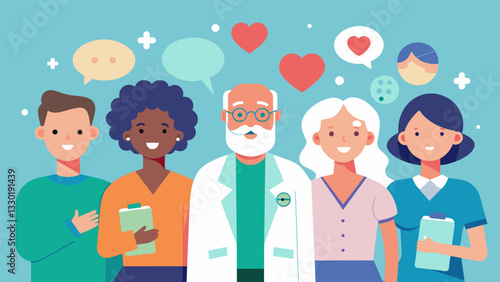 A diverse panel of healthcare professionals shared their insights on caring for an aging population from mental health to physical wellness.. Vector illustration