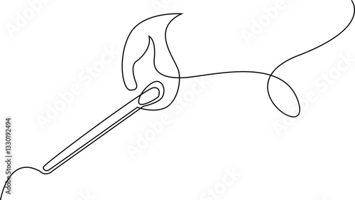 Burning one line continuous hand drawn doodle icon, simple line match drawing sketch, design outline element. vector illustration. 
