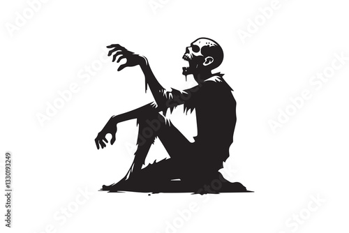 black and white color Zombie vector silhouette illustration 