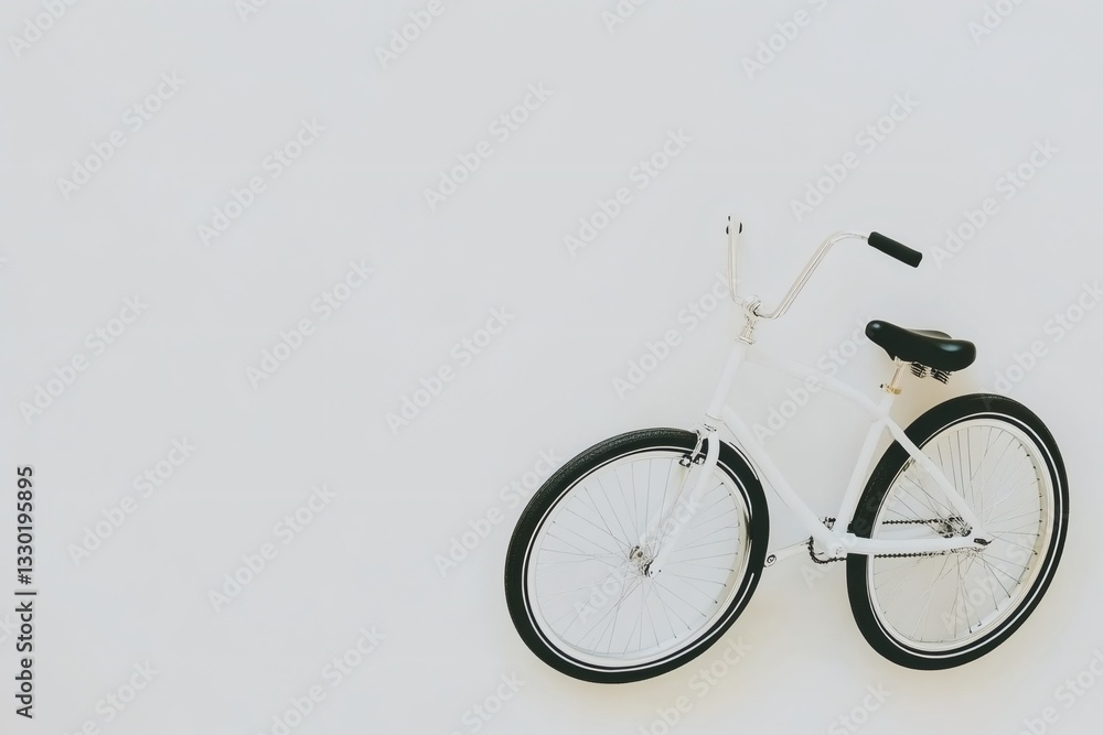 White Cruiser Bicycle Leaning Against White Wall White Cruiser Bicycle Leaning Against White Wall