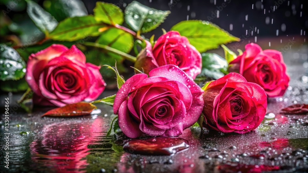 Drone View: Rain-Soaked Roses on Wet Stone - Aerial Photography, Stunning Nature, Garden Photography Drone View: Rain-Soaked Roses on Wet Stone - Aerial Photography, Stunning Nature, Garden Photography