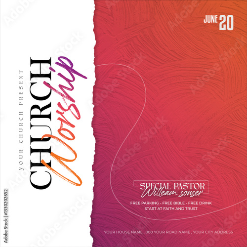 Worship Revival Anniversary, Church workshop conference flyer social media post web banner, Vector design church flyer template design	