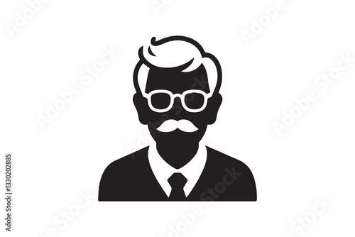black and white color grandpa icon vector silhouette illustration 