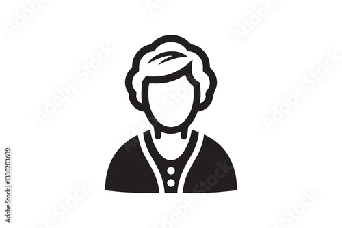 black and white color grandma icon vector silhouette illustration 