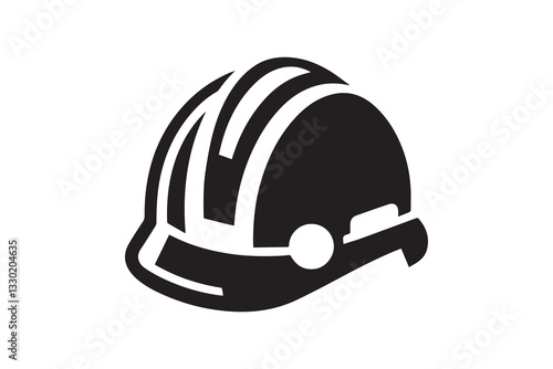 black and white color construction worker helmet icon vector silhouette illustration 