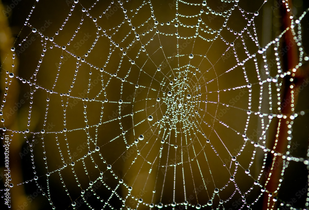 Naklejka premium spider web with dew on an early morning in Winter