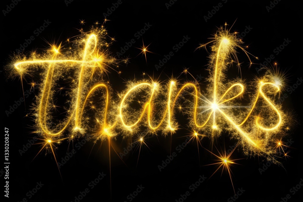 Golden Text Star Glow Loop, Flickering Thanks Abstract Background, Long Exposure Photography Golden Text Star Glow Loop, Flickering Thanks Abstract Background, Long Exposure Photography
