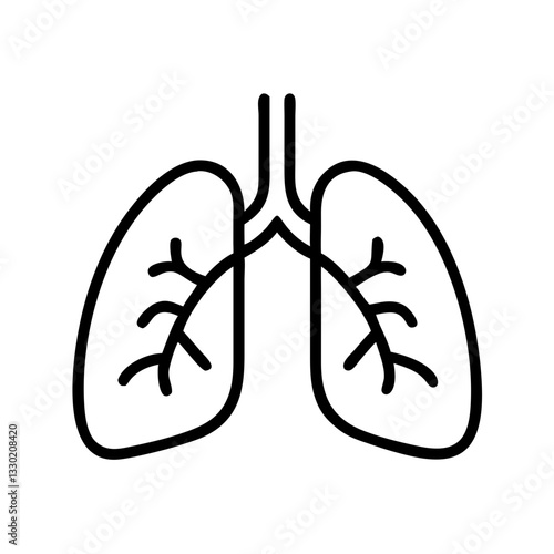 Lung icon in minimalist style with branches, design for healthcare