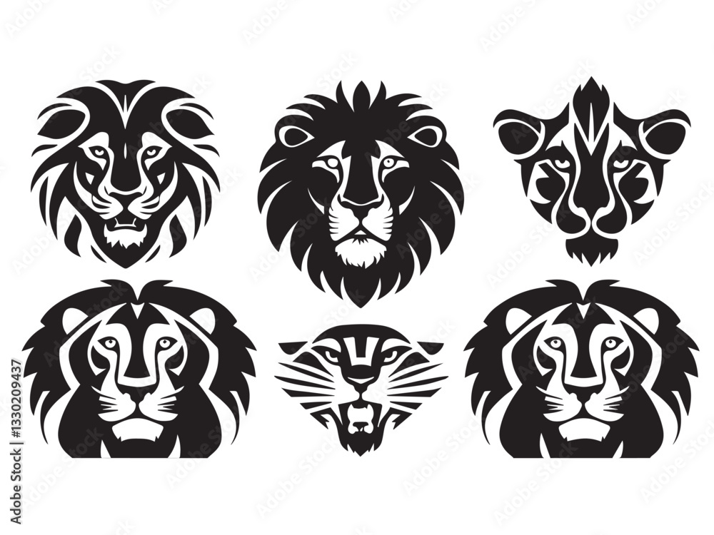 Patriotic lion and tiger mascots with wings and American emblem elements Patriotic lion and tiger mascots with wings and American emblem elements