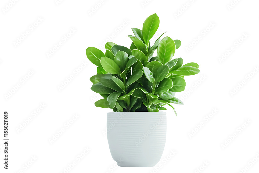 Fototapeta premium Potted jade plant with thick fleshy leaves on white background