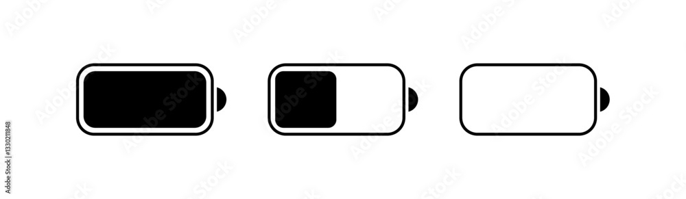 Battery charge level icons in black and white Battery charge level icons in black and white